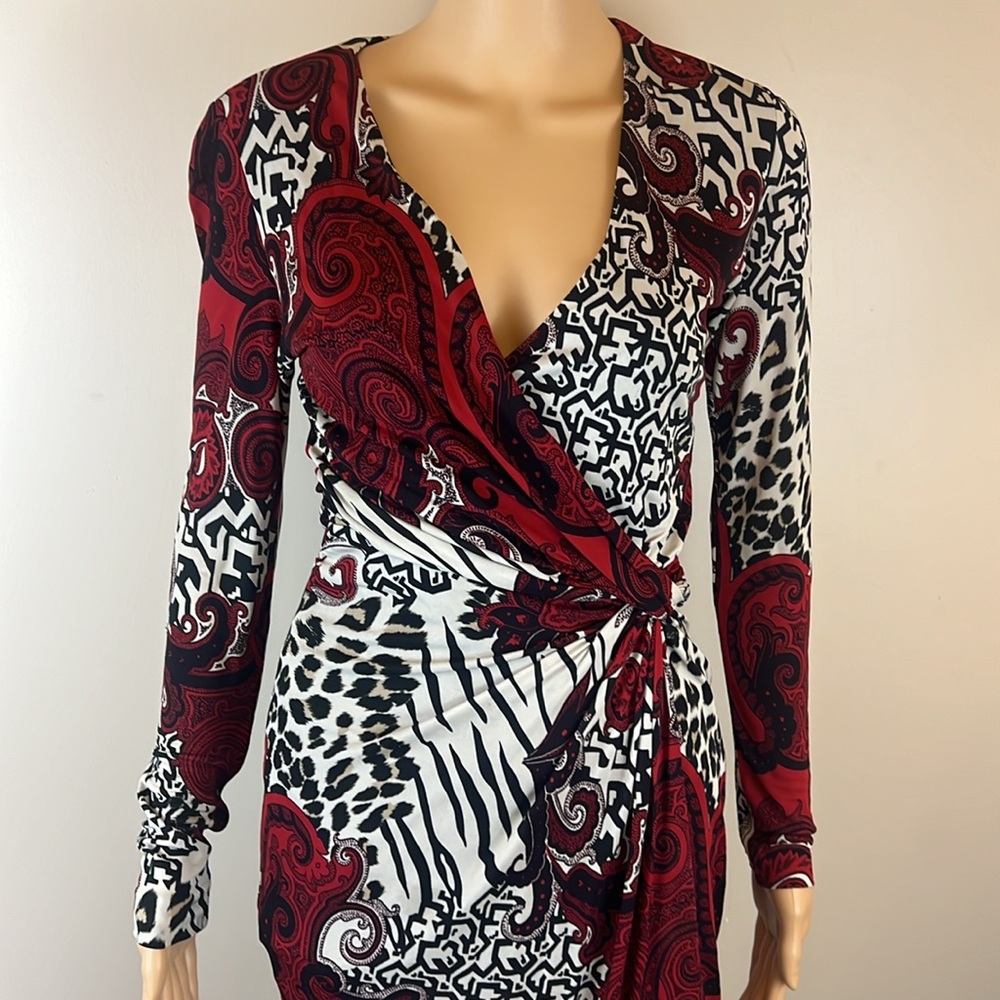 Etro Multi Print Ruched V-Neck Dress - Picture 3 of 7